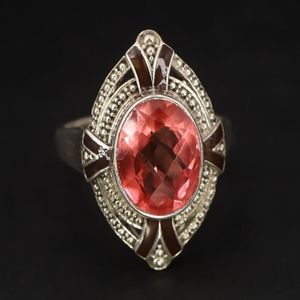 Sterling Silver NB NICKY BUTLER Watermelon Quartz Designer Enamel Ring NWT Sz 7